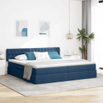 Voodi hoiukohaga ja madratsiga Sinine 200 x 200 cm Tehispuit