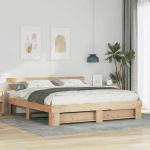 Voodiraam peatsiga Pruun 200 x 200 cm Tahke m&auml;nd