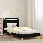 Laste voodiraam peatoega peaga Must 80 x 200 cm kangas