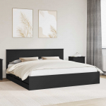 Voodiraam sahtliga peaga must 200 x 200 cm inseneripuit