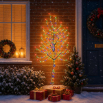 LED-j&otilde;ulupuu seinale 150 cm 140 LED-i Mitmev&auml;rviline Teras Must