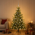 Kunstkuusk koos j&otilde;ulukuuliga 150 cm 150 LED-i Soe valge