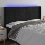 LED-voodipeats, must, 183x16x118/128 cm, samet
