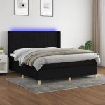 Kontinentaalvoodi madrats ja LED, must, 180x200 cm, kangas