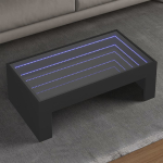 Diivanilaud LED-tuledega, must, 90x50x30cm