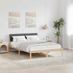 Voodiraam peatsiga pruun ja tumehall 135 x 190 cm M&auml;nnipuit