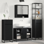 Vannitoa kapp sahtliga must tamm 40 x 30 x 180 cm tehispuit