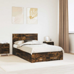 Voodiraam peatsiga Suitsetatud tamm 120 x 200 cm Tehispuit