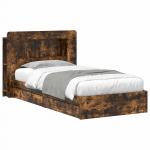 Voodiraam ladustamisega Suitsutatud tamm 90 x 200 cm Tehispuit