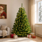 Kunstlik kokkupandav j&otilde;ulupuu 180 cm 300 LED-i Soe valge teras