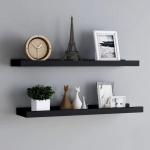 Pildiraami seinariiulid 2 tk, must, 80 x 9 x 3 cm mdf