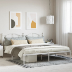 Metallist voodiraam peatsiga, valge, 193x203 cm