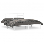 Metallist voodiraam peatsiga, valge, 183x213 cm