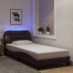 Voodiraam LED-tuledega, tumepruun, 90x200 cm, kangas