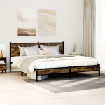 Metallist voodiraam ilma madratsita suitsutatud tamm 160x200 cm