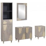 Vannitoa kapikomplekt sahtliga 4 tk hall tugev mango puu