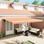 Manuaalne sisset&otilde;mmatav varikatus oranž ja kollane 500x350 cm