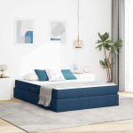 Voodi hoiukohaga ja madratsiga Sinine 140 x 200 cm Pol&uuml;ester