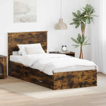 Voodiraam peatsiga Suitsetatud tamm 90 x 190 cm Tehispuit