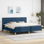 Voodiraam madratsiga peaga Sinine 200 x 200 cm kangas