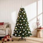 Tehisj&otilde;ulukuusk koos kaunistustega 150 cm 150 LED-i Soe valge