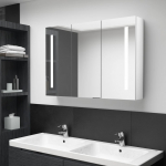 LED vannitoa peegelkapp, 89 x 14 x 62 cm, s&auml;ravvalge
