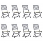 Kokkupandavad aiatoolid 8 tk istmepatjadega, akaatsiapuit