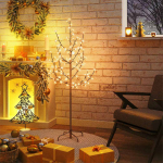 Kirsi&otilde;itega LED-puu, soe valge, 84 LEDi, 120 cm