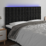 LED-voodipeats, must, 180x5x118/128 cm, samet
