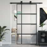 Liuguks, must, 102,5 x 205 cm, karastatud klaas ja alumiinium
