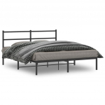Metallist voodiraam peatsiga, must, 150x200 cm