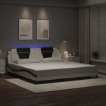 VOODIRAAM LED-TULEDEGA, VALGE JA MUST, 200X200 CM, KUNSTNAHK