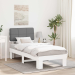 Voodiraam Pehme Peatoega Valge ja helehall 90 x 200 cm