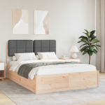 Voodiraam Pehme Peatoega peaga Tumehall 150 x 200 cm Tahke m&auml;nd