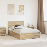 Voodiraam peatsiga sahtliga Sonoma tamm 135 x 190 cm Tehispuit