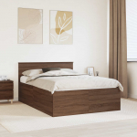 Voodi raam peaga pruun tamme 140 x 200 cm tehispuit