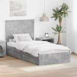 Laos voodi peaga sahtliga Betoonhall 90 x 190 cm Tehispuit