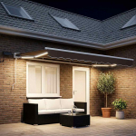 Manuaalne varikatus LED-idega Pruunikashall 4 &times; 3 m