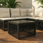 Aialaud Must 55 x 55 x 37 cm PE Rattan ja Klaas