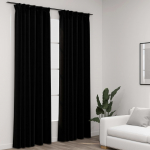 Pimendavad kardinad konksudega, 2 tk must 140 x 245 cm