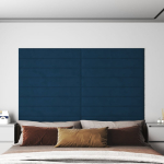 Seinapaneelid 12 tk, sinine, 90 x 15 cm, samet, 1,62 m&sup2;