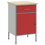 T&ouml;&ouml;laud punane ja hall 50 x 55 x 85 cm t&ouml;&ouml;deldud puit ja teras