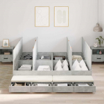 Voodi hoiukohaga raam sahtliga betoonhall 236.5 x 180 x 31.5 cm
