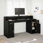 Laud LED -ribatuledega must tamm 160 x 55 x 91 cm tehispuit