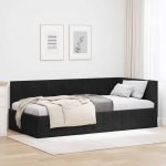 Nurga voodiraam peatsiga Must 100 cm x 200 cm Samet