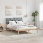 Voodiraam Pehme Peatoega peaga Pruun 150 x 200 cm M&auml;nnipuit