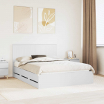 Voodiraam peatsiga sahtliga Valge 150 x 200 cm Inseneripuit