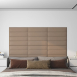 Seinapaneelid 12 tk, cappuccino, 60 x 15 cm, kunstnahk, 1,08 m&sup2;