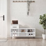 Jalatsikapp, k&otilde;rgl&auml;ikega valge, 102x36x60 cm, tehispuit