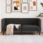 CHESTERFIELDI KAHEKOHALINE DIIVAN, MUST KUNSTNAHAST